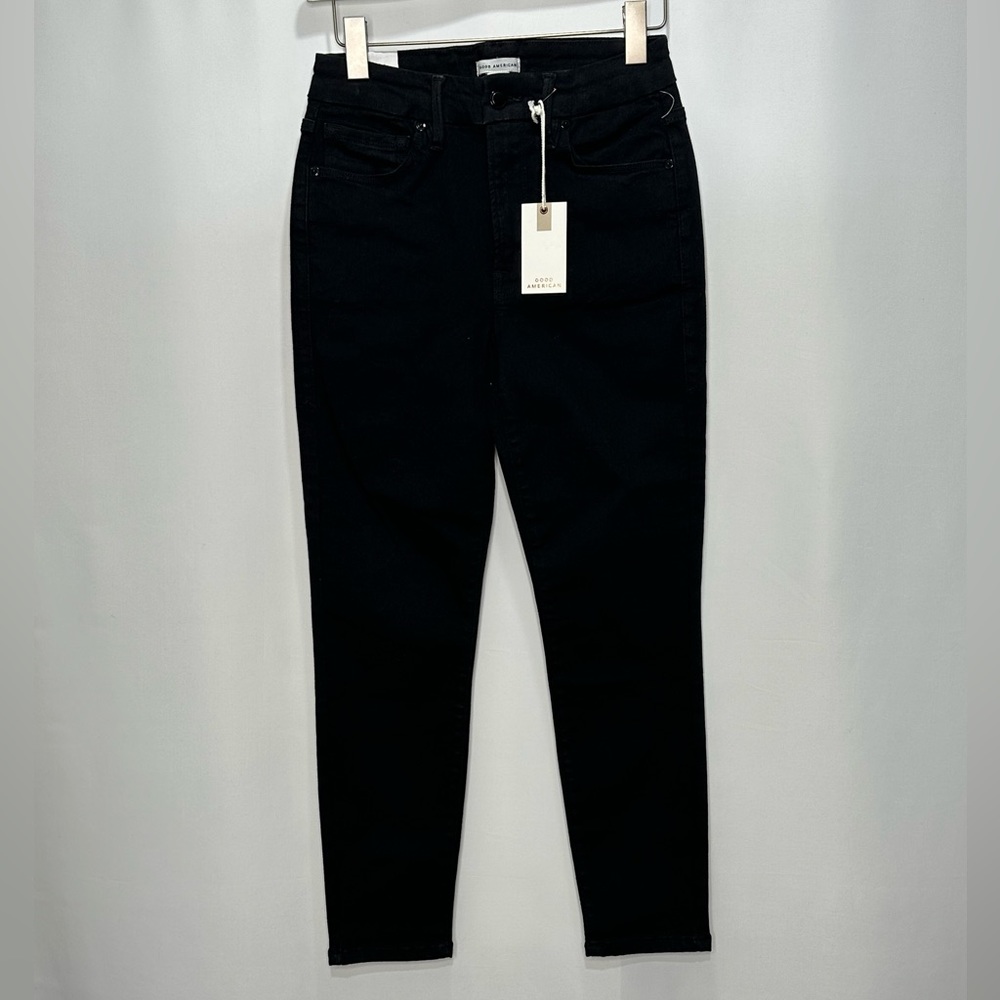 NWT Good American Petite Skinny Jeans in Black Size 6-12 - Picture 2 of 10